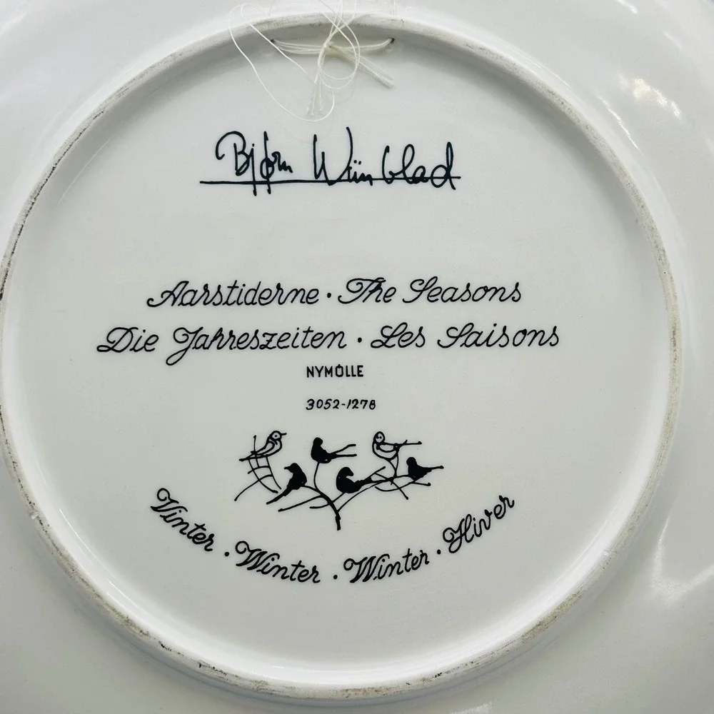 Vintage Bjorn Wiinblad Nymolle Winter The Seasons Wall Plate Denmark 10.5